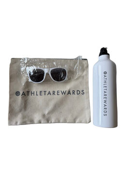 NWT Athleta 3 Piece Accessory Set Zippered Pouch , water bottle and sunglasses